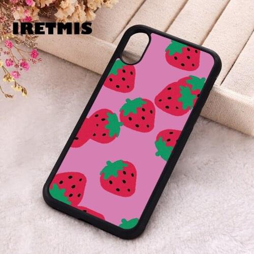 Iretmis 5 5S SE 2020 phone cover cases for iphone 6 6S 7 8 Plus X Xs Max XR 12 MINI Pro Soft Silicone TPU Strawberry Pattern