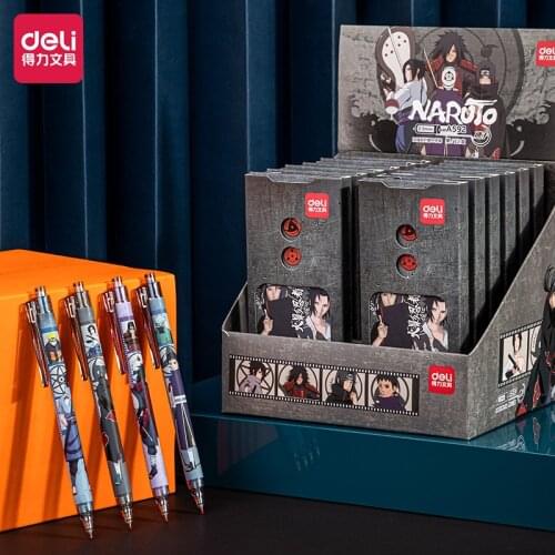 Deli Pen 48pcs Cute Naruto Gel Pens for School Supplies Stationery Kawaii Anime Japanese Pen Kids Prizes Novelty Items Wholesale