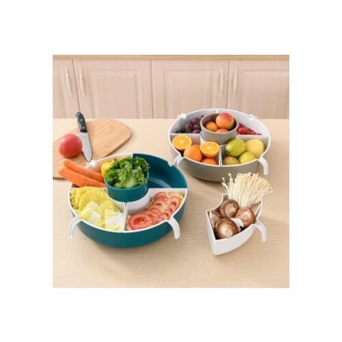 Home kitchen double deck wash basin drain basket large rotating hot pot ingredients mix basin vegetables put dish artifact