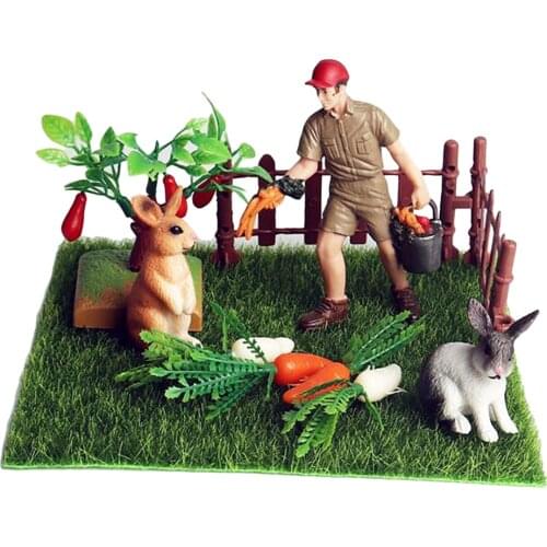 Rabbits Animal Figure Figurine Miniature Farm Micro Landscape DIY Decor