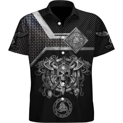 Hawaii Shirt Hawaiian beach Summer Viking tattoo Skull Printed 3d Mens Shirt Harajuku Tee hip hop shirts 1