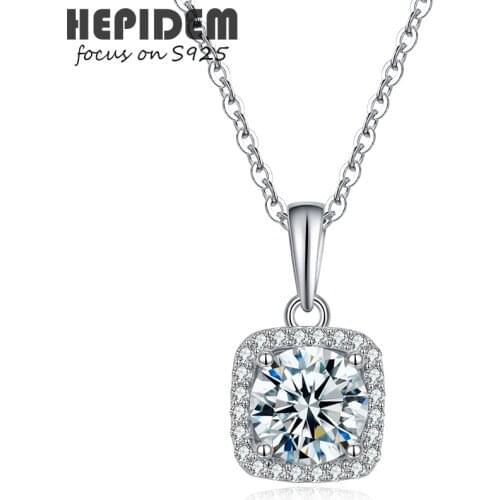 HEPIDEM 100% 1ct 6.5mm D Moissanite Pendant 925 Sterling Silver Necklace New S925 Diamond Test Passed Jewelry Women Gift H849