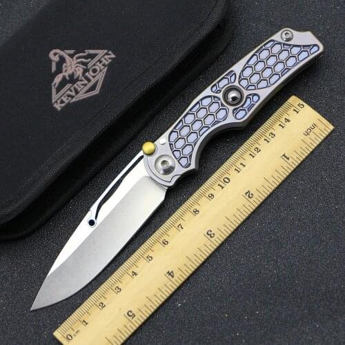KEVIN JOHN Reeve TiLock Elemental Folding Knife M390 blade Stonewash Titanium handle Outdoor camping hunting knives EDC tool