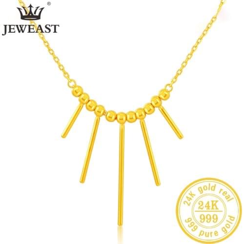 JLZB 24K Pure Gold Necklace Real AU 999 Solid Gold Chain Beautiful Upscale Trendy Classic Party Fine Jewelry Hot Sell New 2020