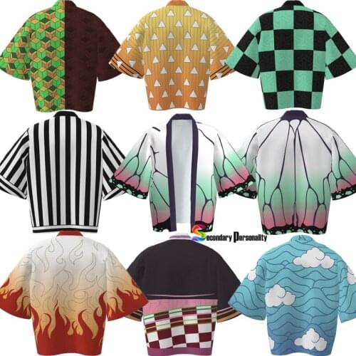 Anime Demon Slayer Kimetsu No Yaiba Tanjiro Kamado Cosplay Cape Costume Men Kimono Plus Size Jackets Halloween Party Japan