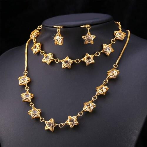 Kpop Star Set Earring Necklace Bracelet Trendy Jewelry Gold Color Cubic Zirconia For Women Jewelry Set With Box NEH201
