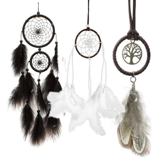 Heart Dream Catcher National Feather Ornaments Lace Ribbons Feathers Wrapped Lights Girls Room Decor Dreamcatcher For Decoration