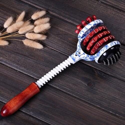 Wheel massage hammer knock back beat fitness hammer wood health meridian shot massage stick