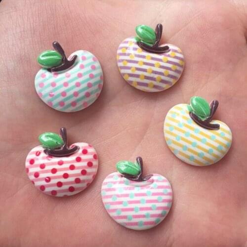 Mix Cute Painted Resin Kawaii Colorful Apple Flatback Cabochon Stone 20PCS Scrapbook DIY Decor Home Figurine Crafts