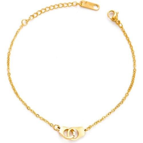 Trendy Love Couple Bracelets For Women Men Simple Gold Color Handcuffs Charming Link Chain Bracelets Jewelry pulseras mujer