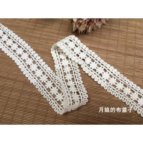 2 Meters New DIY Hand Sewing Ivory Embroidery Lace Accessories Lace Fabric 3.5cm Width Cotton Cloth Lace Trim