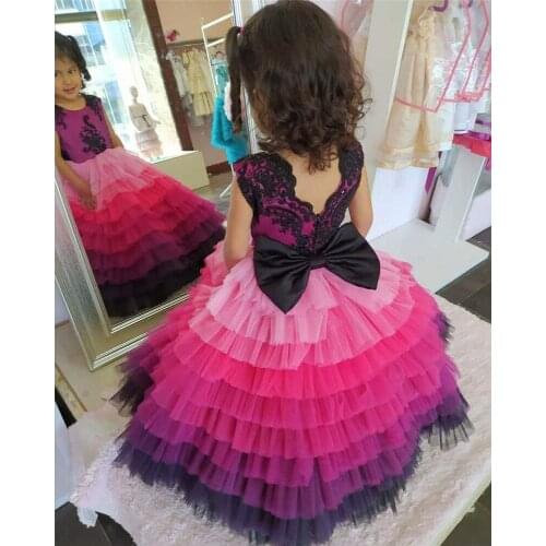 New Arrival Baby Girls Dresses for Birthday Party Tiered Colorful Tulle Children Clothes Girls Pageant Gown Flower Girl Dress