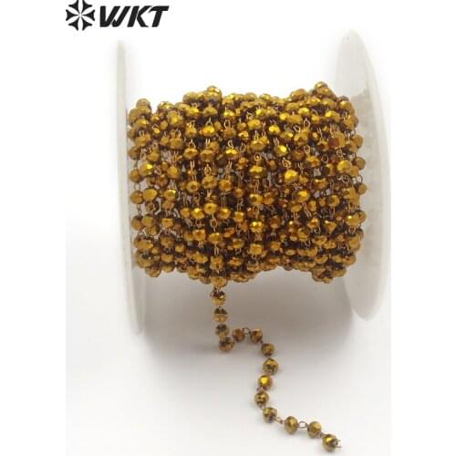 WT-RBC057 Wholesale Fashion Custom Design chain Natural Gold chain beads with Gold Electroplated Chain beads for jewelry