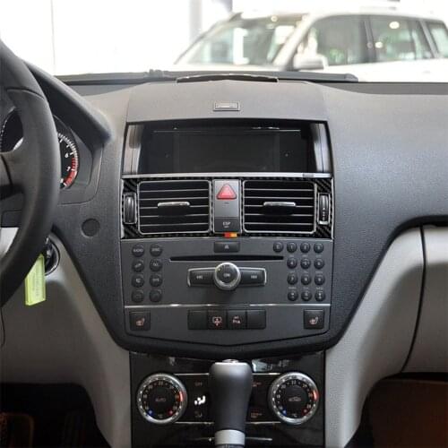 Carbon Fiber Interior Decoration Center/Side Air Vent Outlet Frame Cover Trim for Mercedes Benz W204 C Class Decals Accessories