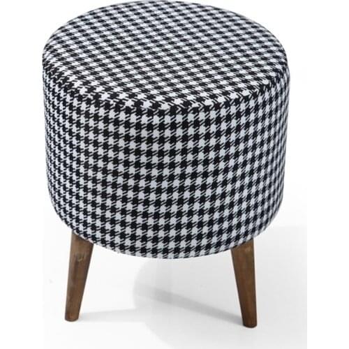 Rengev Mounted Oval Puff Walnut Color Wooden Leg, Cotton Fabric, wood Frame Material 36x40x48 cm Free Fast Shipping From Turkey