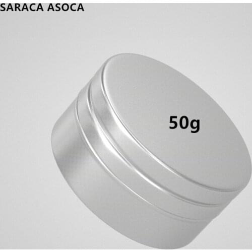 50ml Straight edge Empty Refillable Aluminum Jars 50g Silver Metal Cosmetic Containers Crafts Packaging Aluminum Box 100pcs
