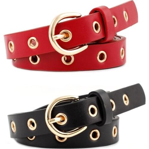 New Women PU Leather Belts Metal Pin Buckle Breathable hole Designer Waist Belt Casual Ladies Girl Dress Jeans Wild Waistband