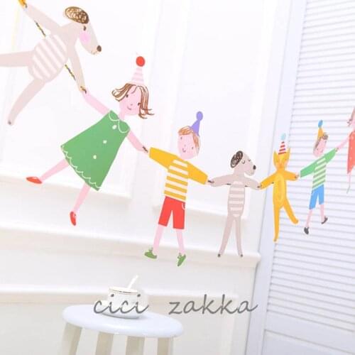 Hands In Hands Boy Girl Cartoon Paper Bunting DIY Bunting Birthday Banner Flag Party Decoration Paper Flags Hanging Ornament