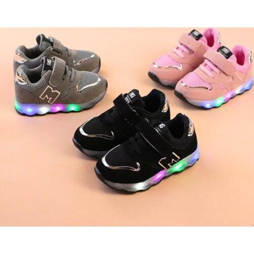 LED Luminous ChildrenS Shoes M Word Belt ChildrenS Spring Autumn Toddler Shoes Breathable Wear Resistant ChildrenS Day Gift