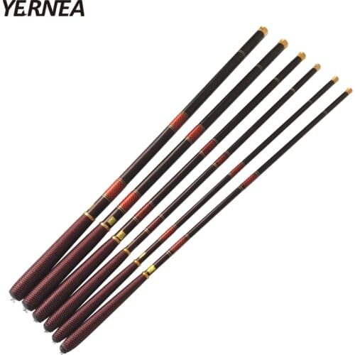 Yernea Red Telescopic Fishing Rod Carbon Fiber Fishing Pole Ultra-light Carp Rod 3.0M 3.6M 4.5M 5.4M 6.3M 7.2M Fishing Spinning
