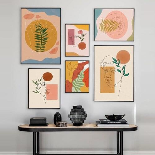 Trendy Woman Line Minimalist Bohemian Wall Art Canvas Painting Posters and Print Room Decor Picture For Bedroom Home Decoration