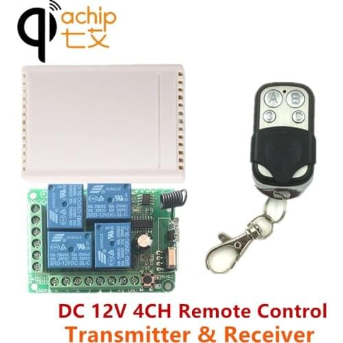QIACHIP 433 Mhz Universal Wireless 4 CH Remote Control Switch and 433Mhz DC 12V 2CH Relay Receivers Module For Gate Garage Door