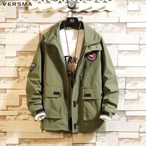 VERSMA 2019 Japanese Harajuku Vintage Windbreaker Men Jacket Coat Autumn Hip Hop Streetwear Pilot Jacket Mens Clothing Overcoat