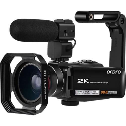 ORDRO Z63 Video Camera Infrared Night Vision Camcorders 2k FHD WiFi YouTube Vlog Camera with Microphone Wide Angle Lens Holder
