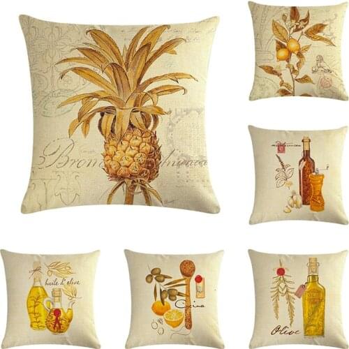 Vintage cook cushion cover sofa bed Pepper throw pillow cover Home Office Chair decorative Olio 45cmx45cm Flower Pillowcase