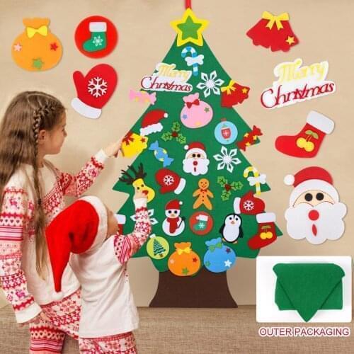 DIY Felt Christmas Tree Christmas Decorations for Home 2021 Navidad New Year Christmas Ornaments Santa Claus Xmas Kids Gifts