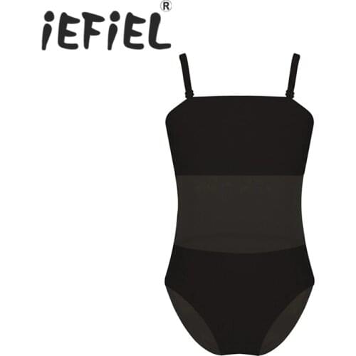 IEFiEL Kids Girls Children Sleeveless Mesh Splice Camisole Undergarment Leotard for Ballet Gymnastics Jumpsuit Dancewear Clothes