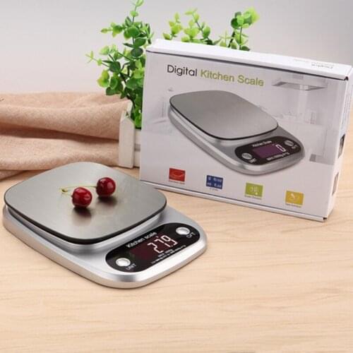 LCD Display 5kg/0.1g Multi-function Digital Food silver Kitchen Scale Stainless Steel Weighing Food Scale Cooking Tools Balance