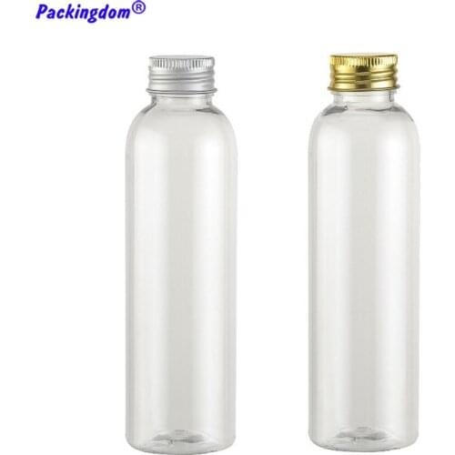 10pcs Lotion Bottle Plastic Clear Aluminum Cap Storage Container Bottles Round Makeup Hand Washing Tube Inner Plug 150ml 5oz