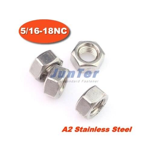 100pcs/lot 5/16-18NC x 1/2 x 17/64 Hex Nuts A2 Stainless Steel