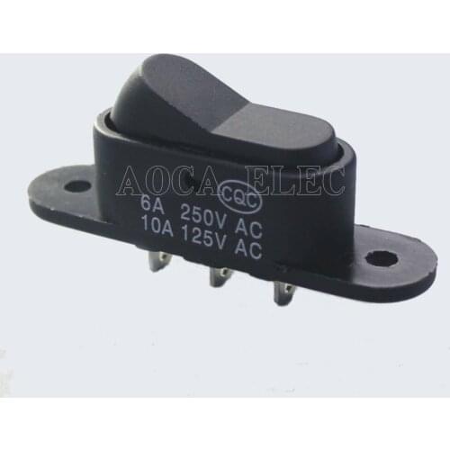 100PCS KCD1-13-102 Boat ON-ON Black Plastic Rocker Switch Electrical 6A 250VAC 2 Position