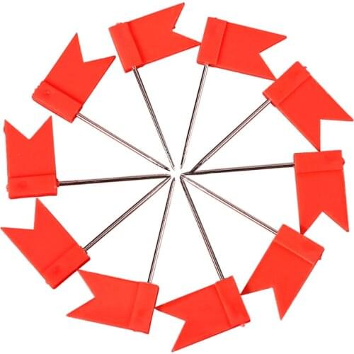 100 Flag Shape Map Pins Cork Notice Board Drawing Pins Push Pin Red