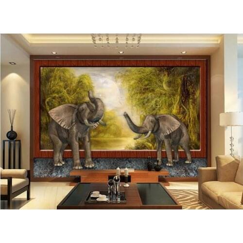 3d wallpaper custom Style 3 d forest elephants background wallpaper