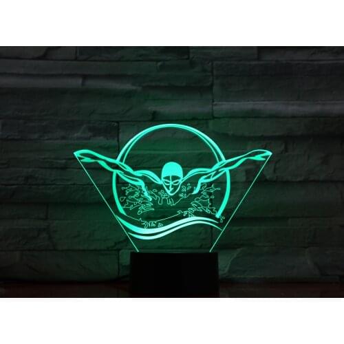 3D Visual LED Night Light Multicolor New Swim Sport Swimmer 7 Color Change Kids Touch USB Table Lamp Baby Sleep Decor Gifts 1015