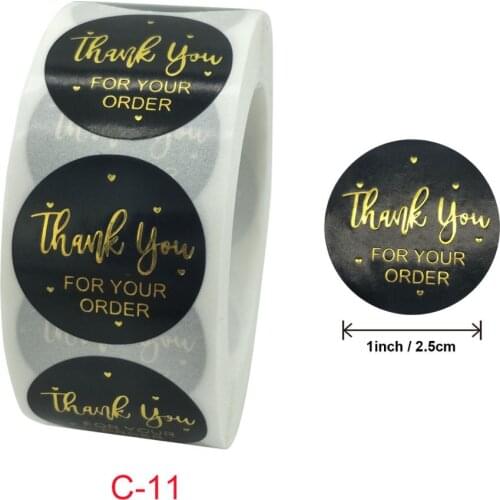 500pcs/roll Gold Foil Thank You Stickers for seal labels 1 inch gift Lip Gloss DIY Lashes Packaging Stickers