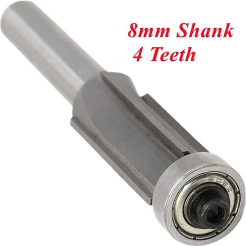 8mm Shank 4 Teeth Flush Trim Pattern Router Cutter Bit Bearing Woodworking Tool Part router bit 8mm Router Cutter Bit 0.01 USD