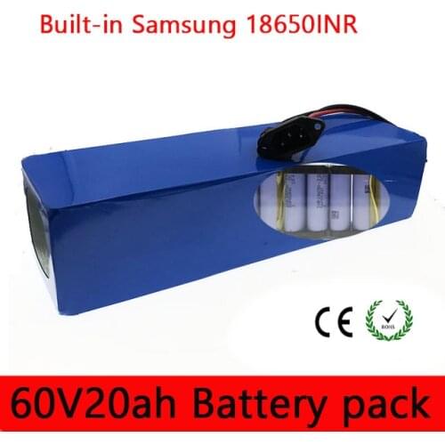 60V Battery 20AH 67.2V 16S6P Built-in Samsung 18650INR 33G With 60A BMS Suit For Electric Bicycle Scooters 1000W Motor Etc