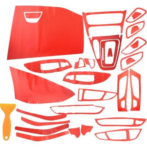 Car Door Handle Carbon Fiber Style Red Interior Sticker Decor Cover Trim Kit Fit for Ford Focus 2015 2016 2017 2018 LHD