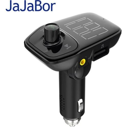 JaJaBor Bluetooth Car Kit Handsfree Calling Wireless FM Transmitter 3.5MM AUX Audio Jack Car MP3 Player Dual USB Car Charger