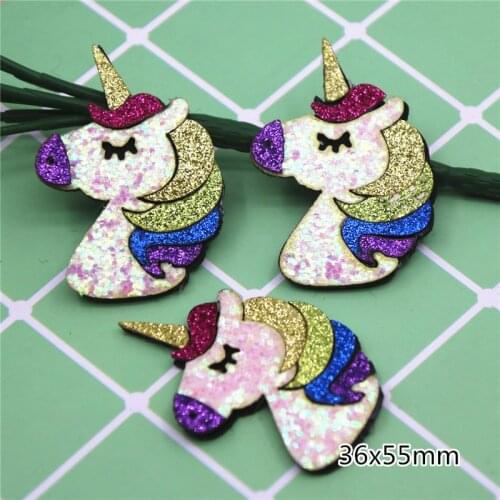 Glitter Paillette colorful Unicorn Pads Patches Appliques for Craft Clothes Sewing Supplies