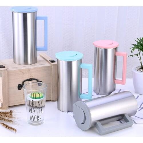 1.8 Liter Large Stainless Steel Water Pitcher Jug Drinks Juice Beverage Jugs