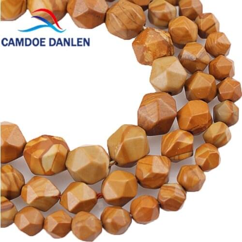 Natural Stone Beads Faceted Wood Stripe Stone Loose Beads 6 8 10MM Diy Stone Beads Handmade For Bracelets Jewelry Making