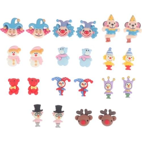 Circus Clown Earrings For Women Girls Lovely Funny Cartoon Jewelry Studs Earrings Christmas Exaggerated Brincos Mujer 925 Needle