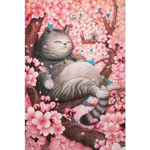 Cherry blossoms and cats The wooden puzzle 1000 pieces ersion wood jigsaw puzzle white card adult childrens educational toys