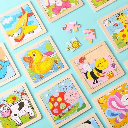 Baby Toys Wooden 3d Puzzle Tangram Shapes Learning Cartoon Animal Intelligence Jigsaw Puzzle Toys for Children Educational Gift