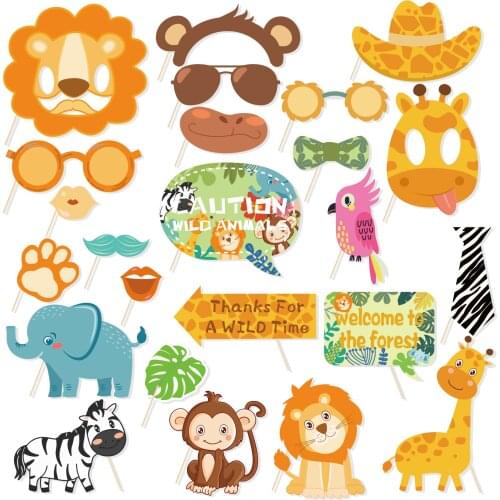 DIY Boy Kids Wild One Party Forest Jungle Animals Lion Zebra Birthday Party Baby Shower Photobooth Props Party Decorations
